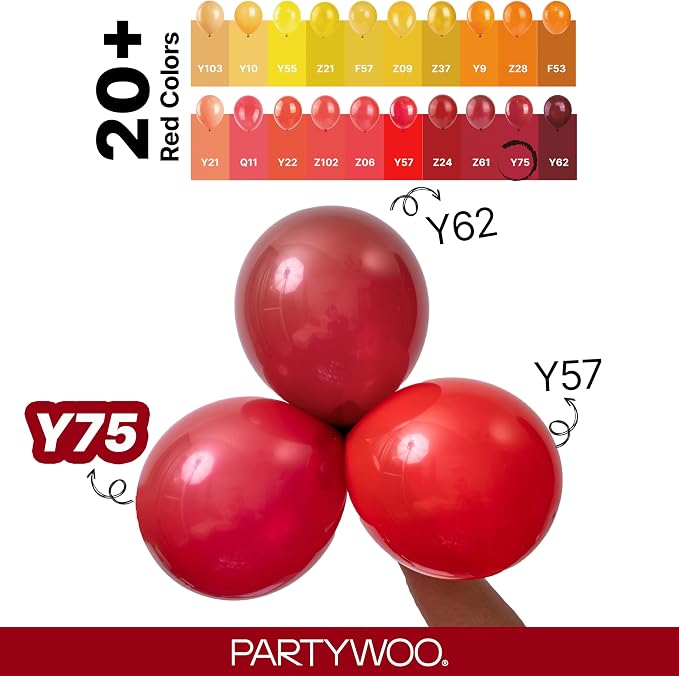PartyWoo Burgundy Balloons 127pcs Dark Red Maroon Ruby Red Color | 36 18 12 10 - Image 4