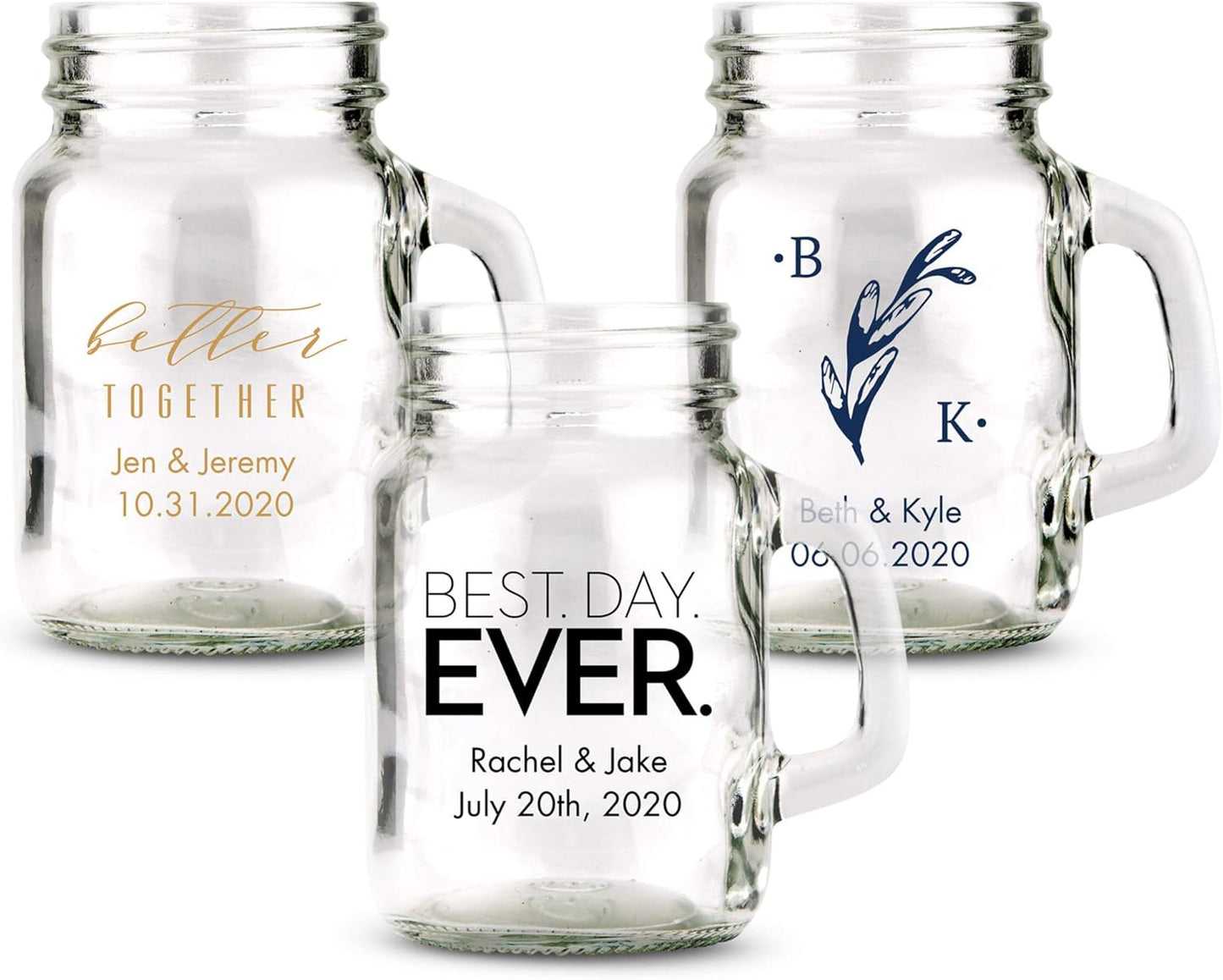 WEDDINGSTAR Personalized 4oz Mini Mason Jar Shot Glass Customizable Full Color Print - 144 pack