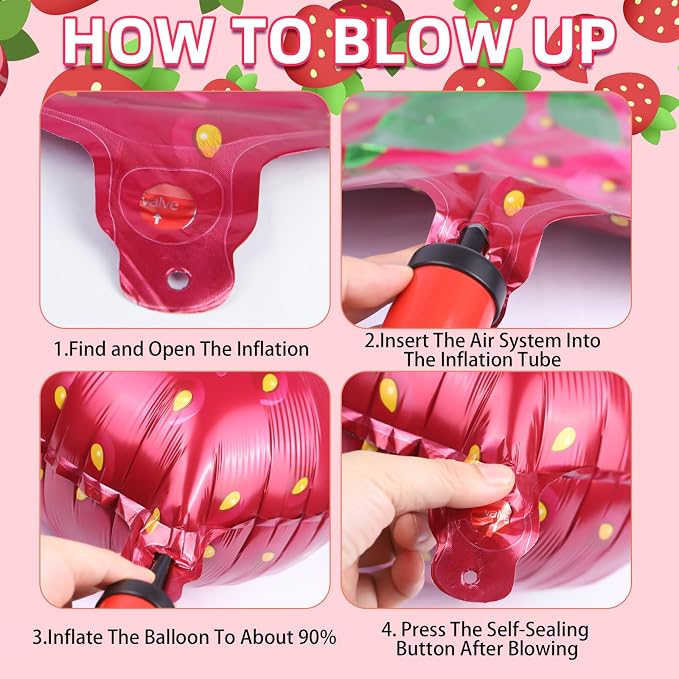 Strawberry Balloons 23" 4Pcs - Image 7