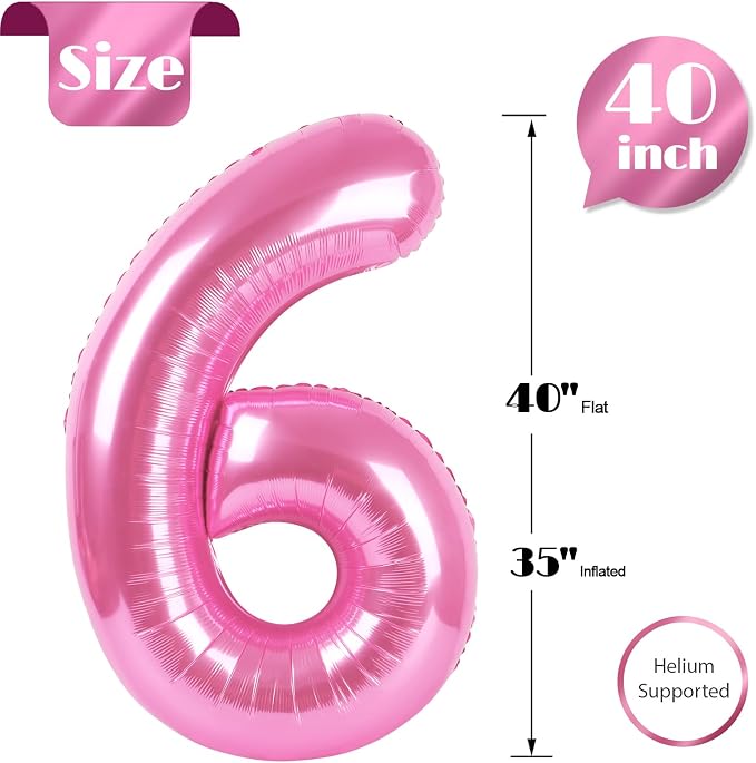 Pink Number 6 Balloon 40 Inch - Image 5