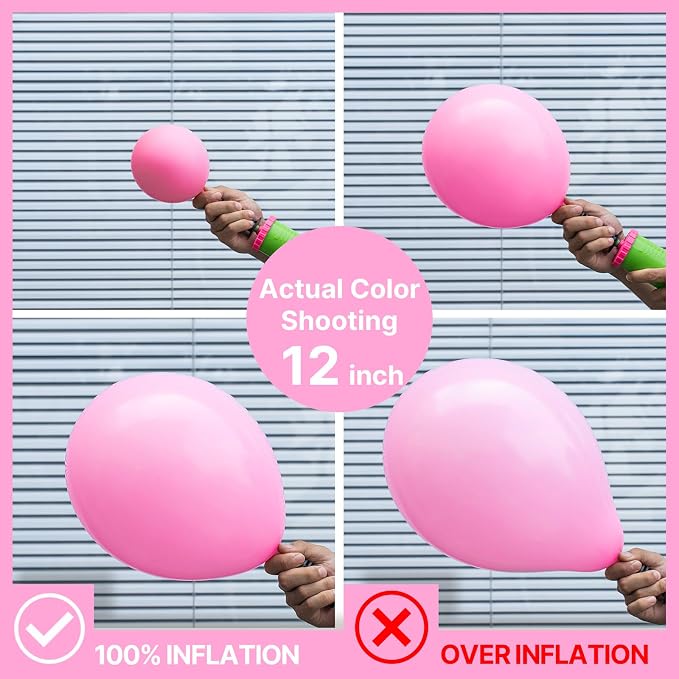 PartyWoo Pink Balloons 50pcs 12 Inch Matte Pink Balloon Arch Kit - Image 3