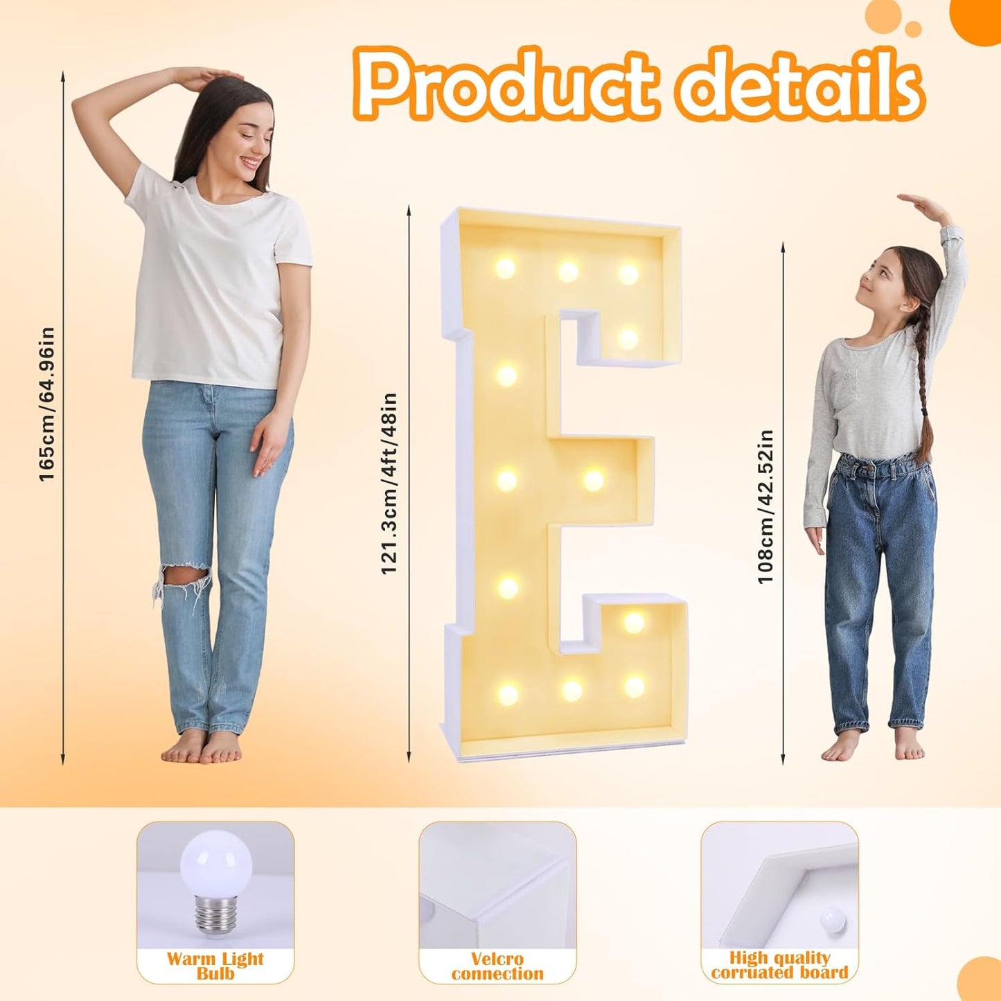 4ft Marquee for Letters E, Large Light up Letters 4ft, Multifunctional Large Marquee for Letters 4 Feet Tall for Party Decorations, Letter Balloons, Wedding Decor, Proposal Decorations (Letters E)