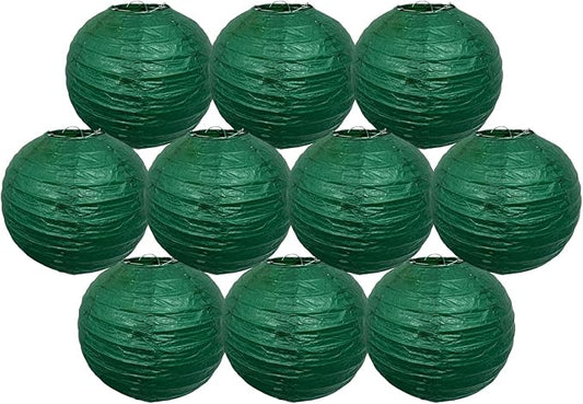 Christmas Green Paper Lanterns Hanging Ceiling Round Lanterns Indoor 10in | by BARTHEW