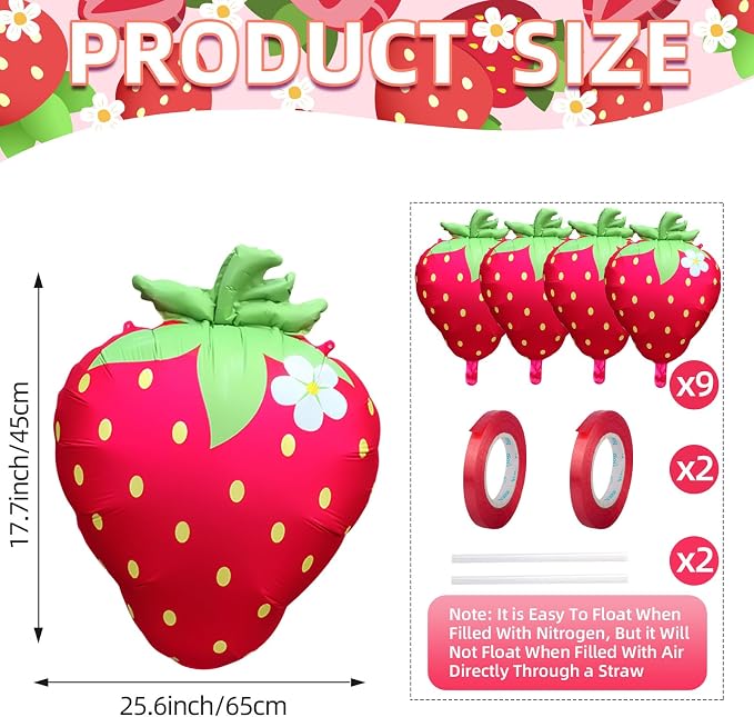 Strawberry Balloons 23" 4Pcs - Image 3