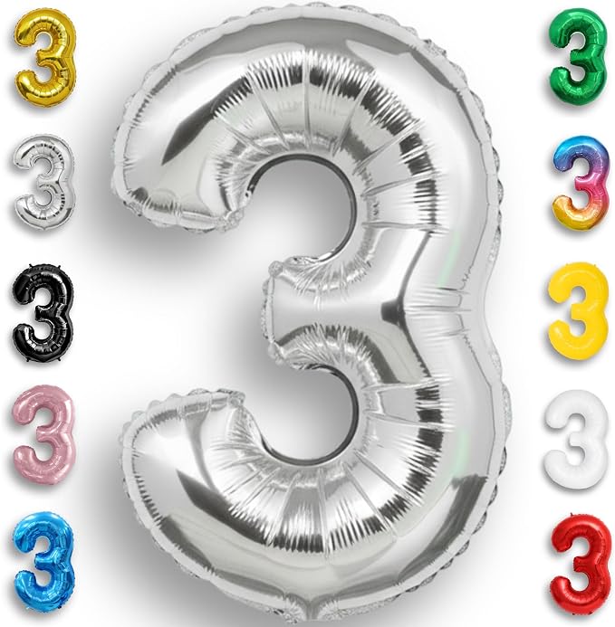 Silver Number Balloon 3 Mylar Foil Balloons 40 inch by Unknown