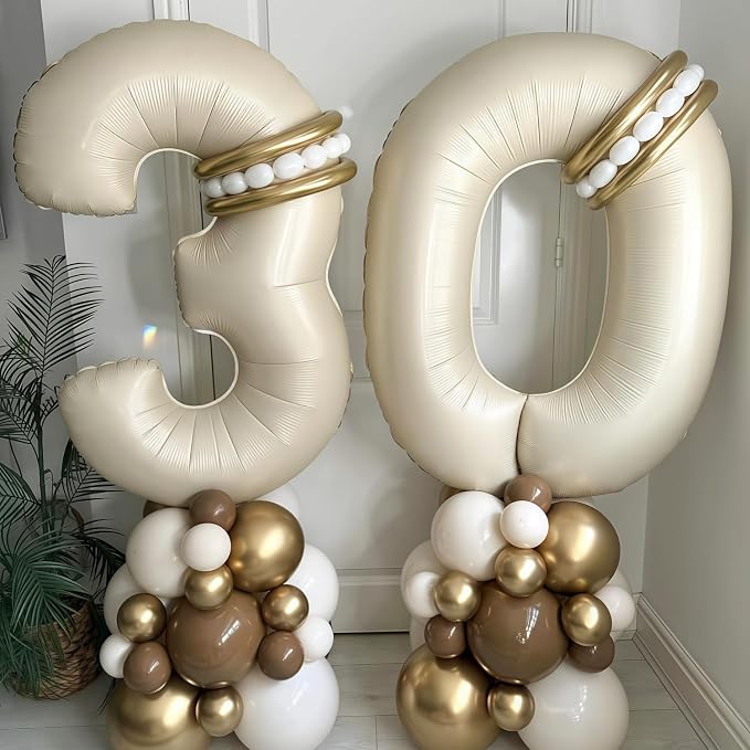 Cream 8 Balloon Number 40 Inch Cream White Number 8 Balloon Helium Mylar 8 - Image 6