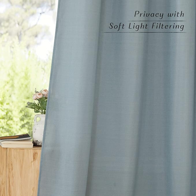 NICETOWN Stone Blue Linen Kitchen Curtains 36 inch Length, Decorative Thick - Image 8