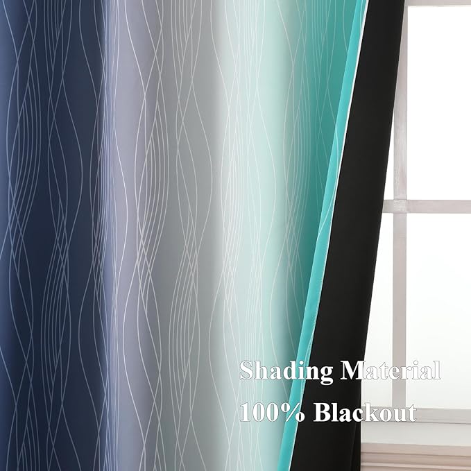 Teal and Navy Blue Blackout Curtains - Image 5