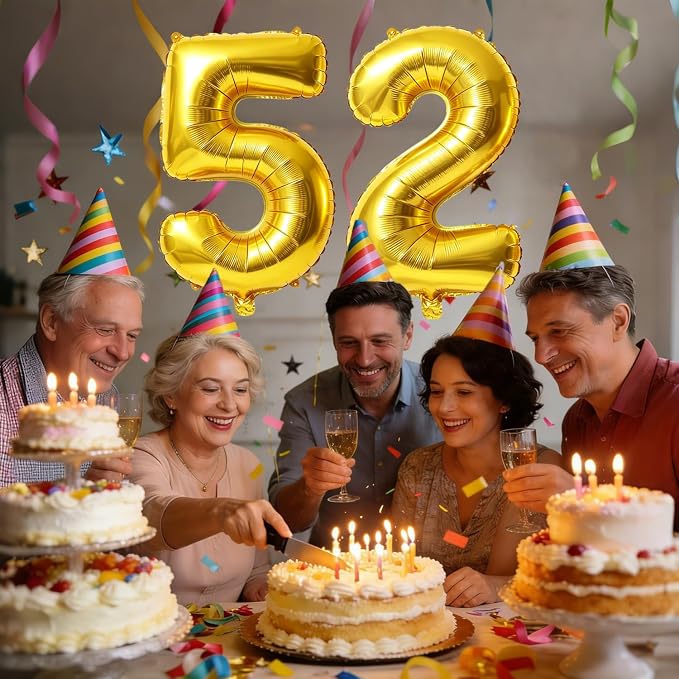 40 Inch Number 52 Balloons for 52nd Birthday Party Decorations, 0-100 Gold - Image 2