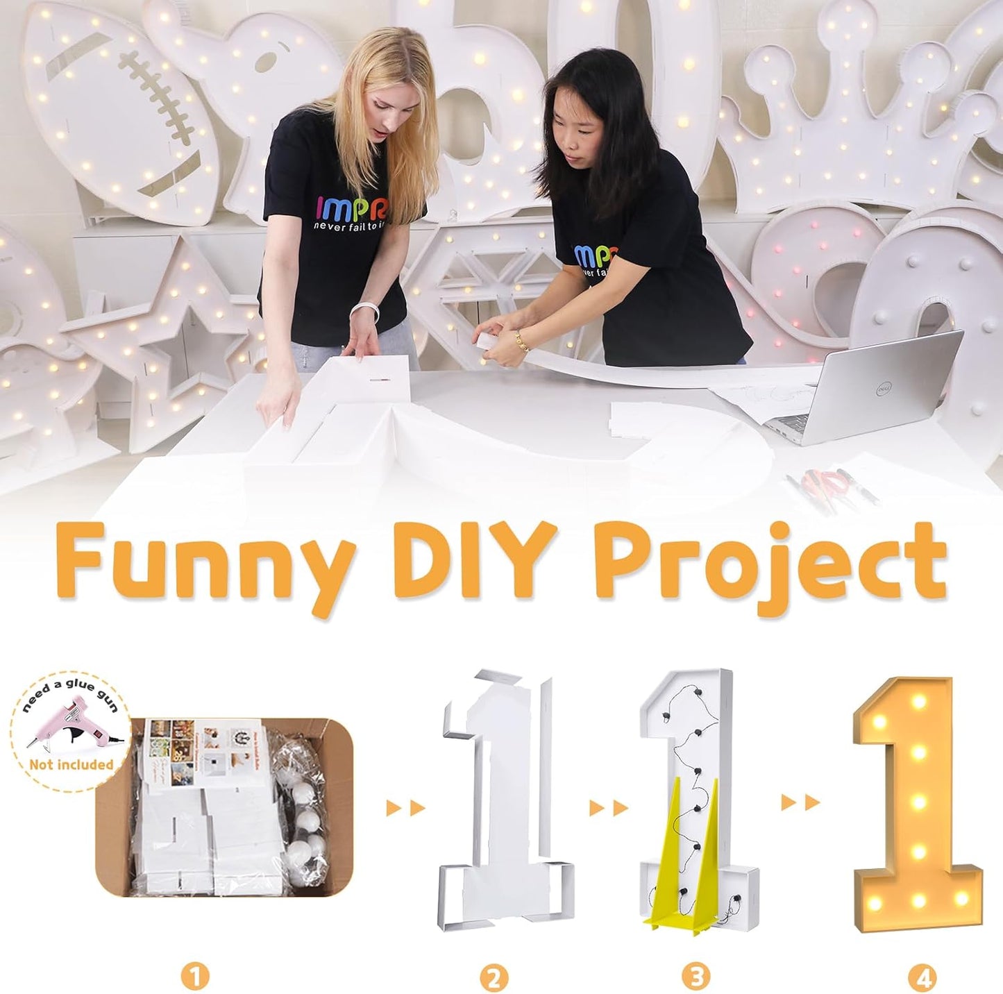 imprsv 4FT Marquee Numbers,DIY Light Up Numbers for 50th Birthday Decorations, Party Party Decorations,Anniversary Party Decor,Mosaic Number for Balloons Number 5,Pre-Cut Foam Board Kit