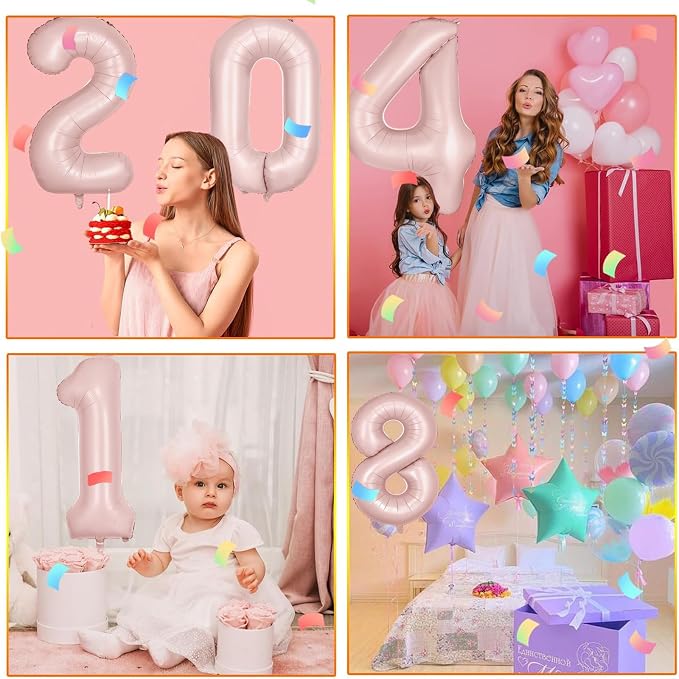 40 inch Pink Number Balloon Light Pink 8 Balloon Matte pink Number 8 Balloon - Image 4