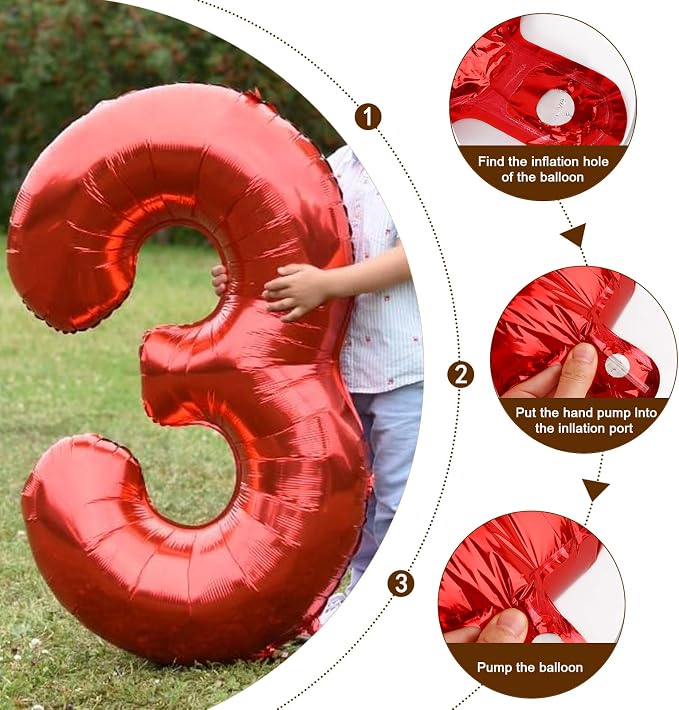 Number Balloons 5 Balloon Red for 5th Birthday Party Decorations, 40 inch | - Image 6