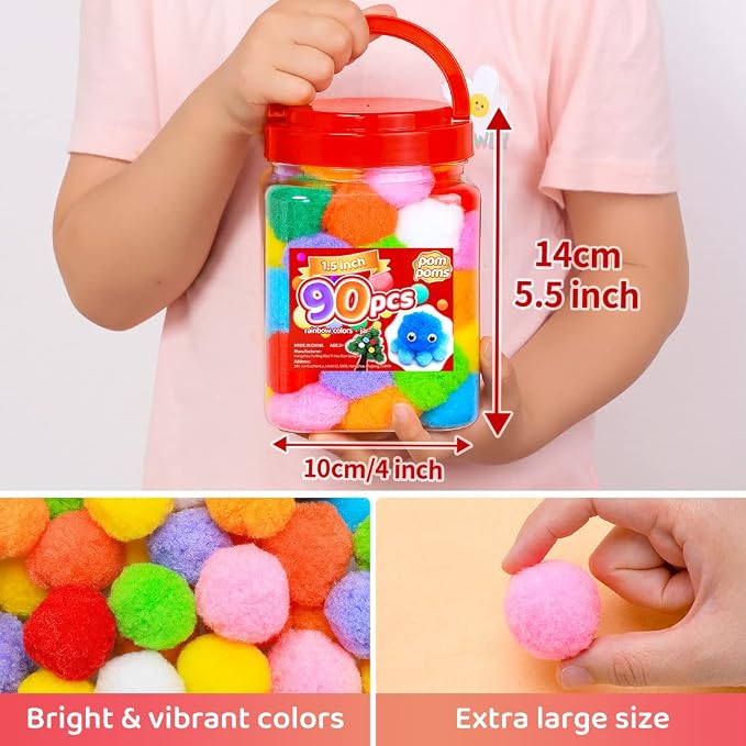 Iooleem Large Pom Poms, 1.5 inch, Pom Poms - Image 2