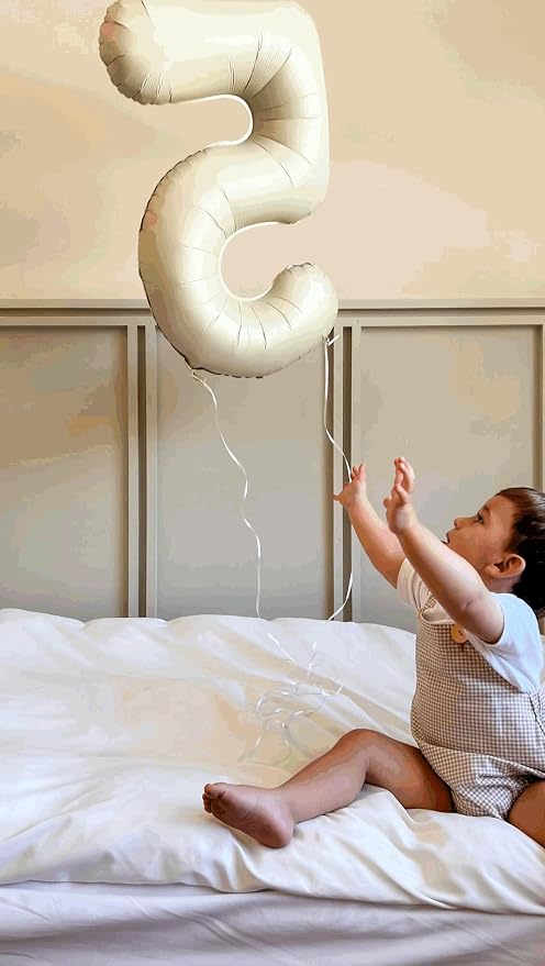 4 Balloon - Cream Birthday Number Balloons, 40 Inch Decorations Men Women | - Image 8