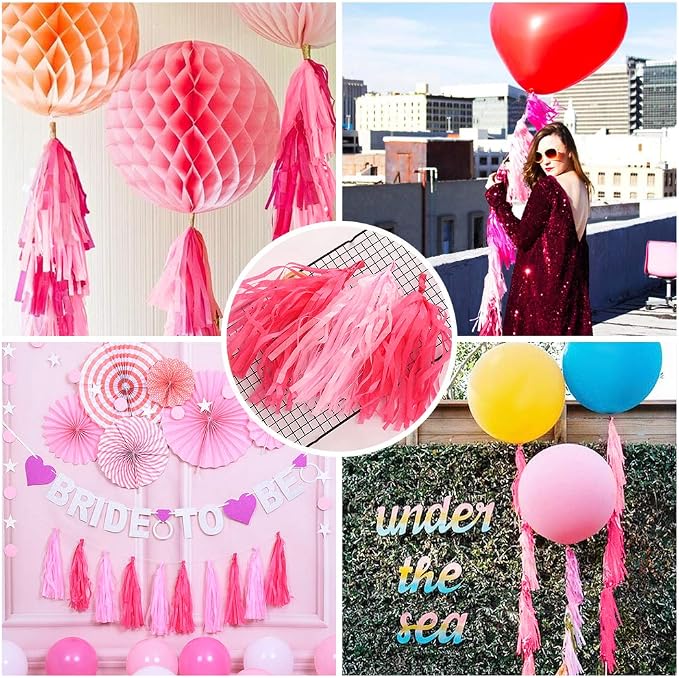 Red Tissue Paper Tassel DIY Hanging Paper Decorations Party Garland - Image 6