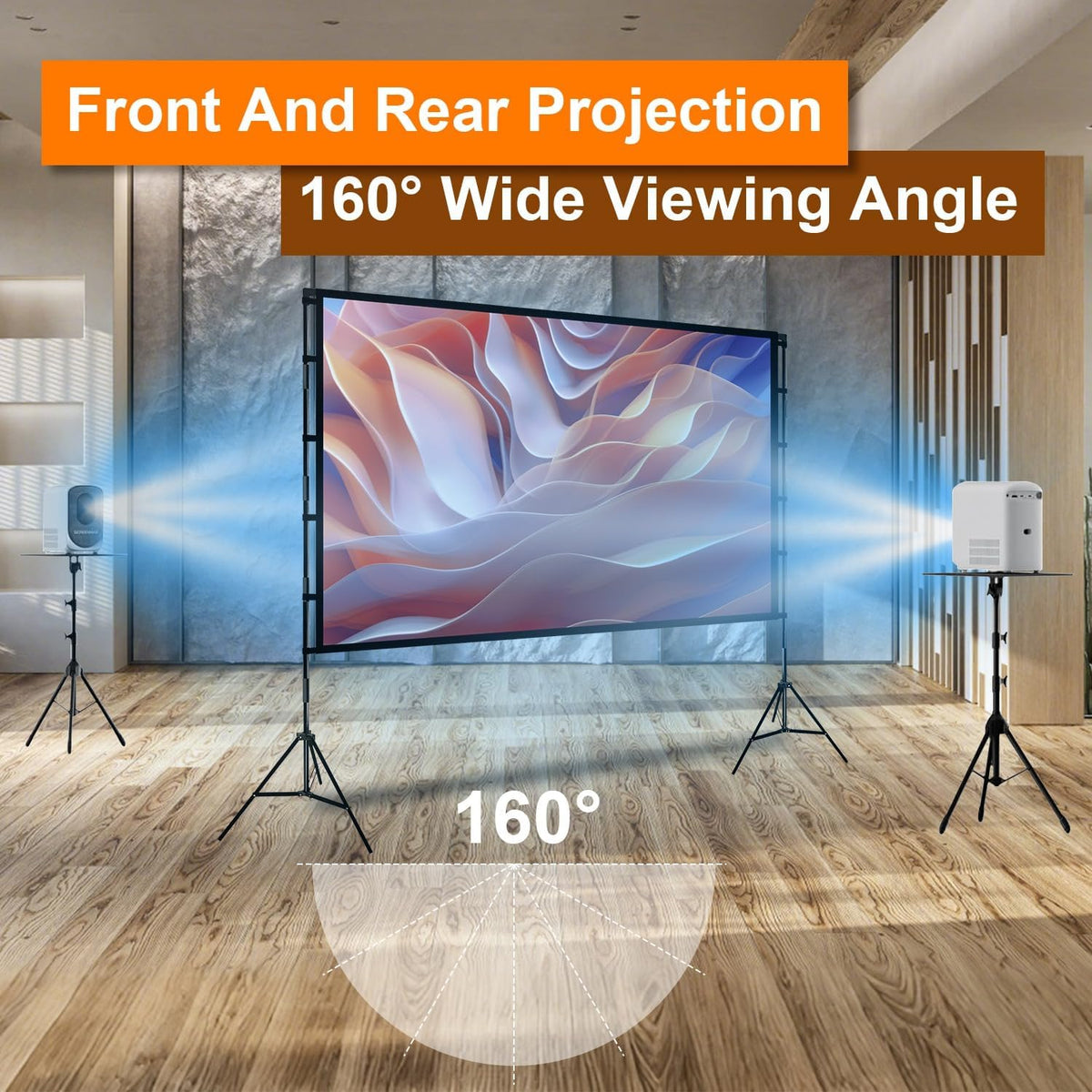 iMounTEK Backdrop Stand with Projector Screen - 16:9 4K HD 120 inch Portable Projector Screen Outdoor Indoor Lightweight Movie Screen with Carry Bag for Wedding Home Backyard Movie Night