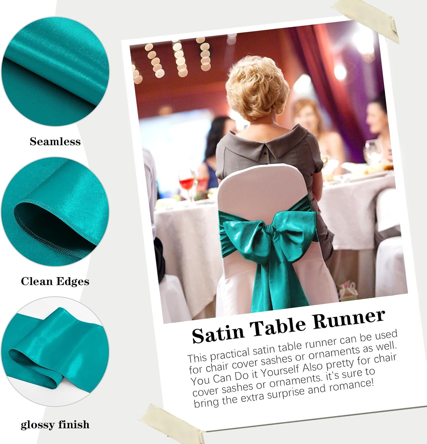 10 Pack Satin Table Runner 12 x 108 Inch Long Peacock Blue Silk Table Runner for Wedding Party Banquet Birthday Decoration