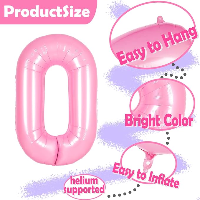 Pink Bow Birthday Decorations 25 52 Balloon Numbers - Image 3