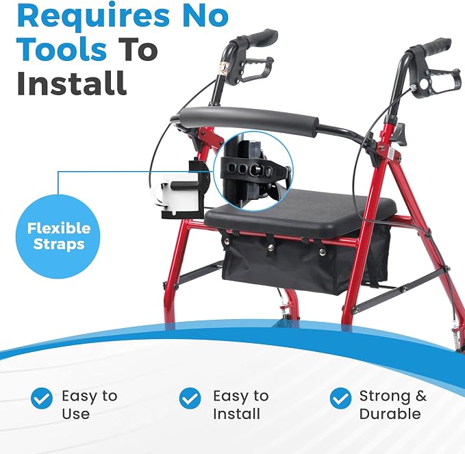 Easy Walker Cup Holder for Rollator Wheelchair Scooter, Adjustable Foldable - Image 3