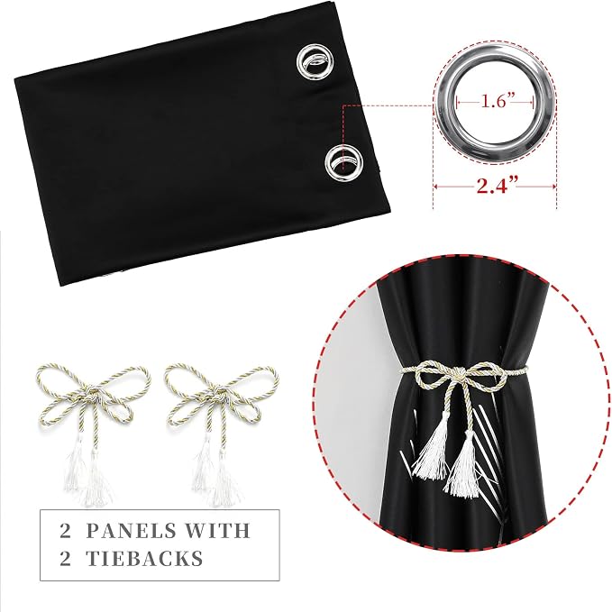 Black Blackout Curtains & Drapes 90 Inches Long - Image 4
