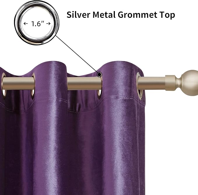 BULBUL Velvet Violet Purple Blackout Curtains 120 inch Long - Image 2