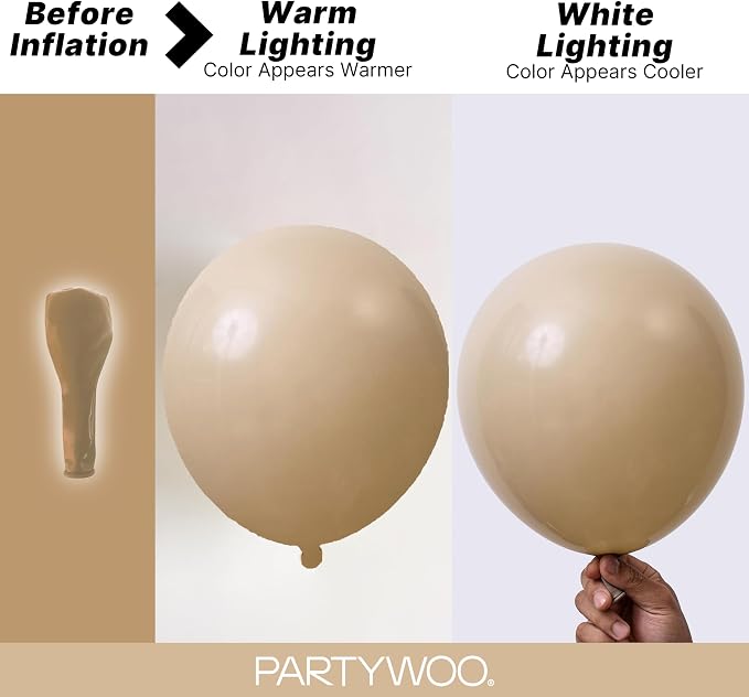 PartyWoo Cream Balloons 155 pcs Different Sizes of 18 12 10 5 Inch Beige Ivory - Image 3