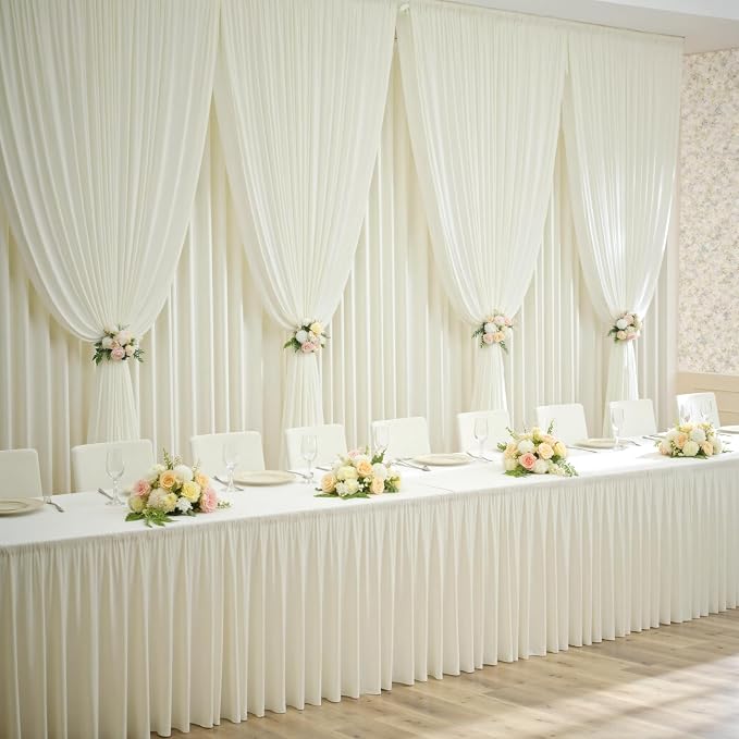 20×12ft Wrinkle Free Ivory Backdrop Curtain - Image 9