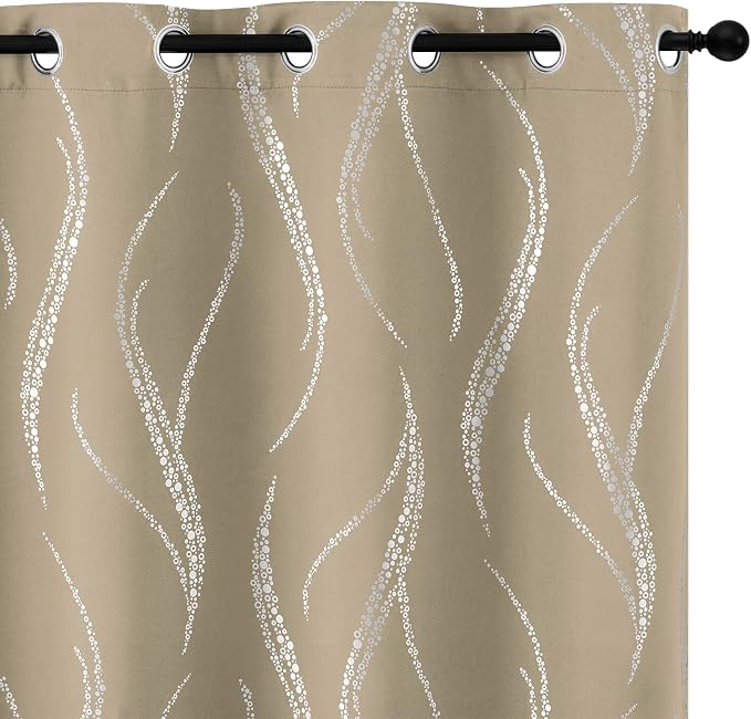 Yakamok Natural Light Blocking Curtains 84 Inches Silver Print 2 Panels | by Yakamok