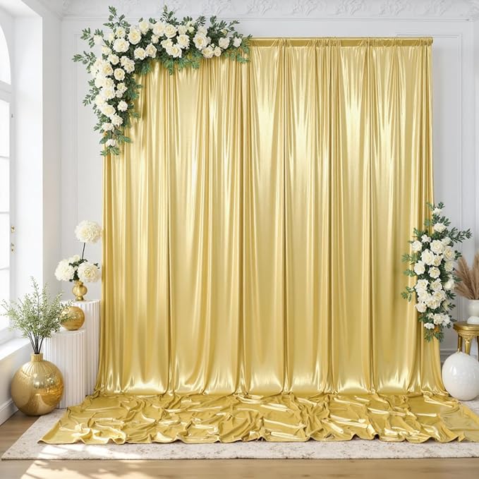 gogoparti 20x10FT Gold Sequin Backdrop Curtain by Gogoparti