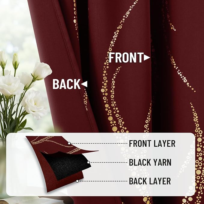 Yakamok Burgundy Blackout Curtains - Image 6