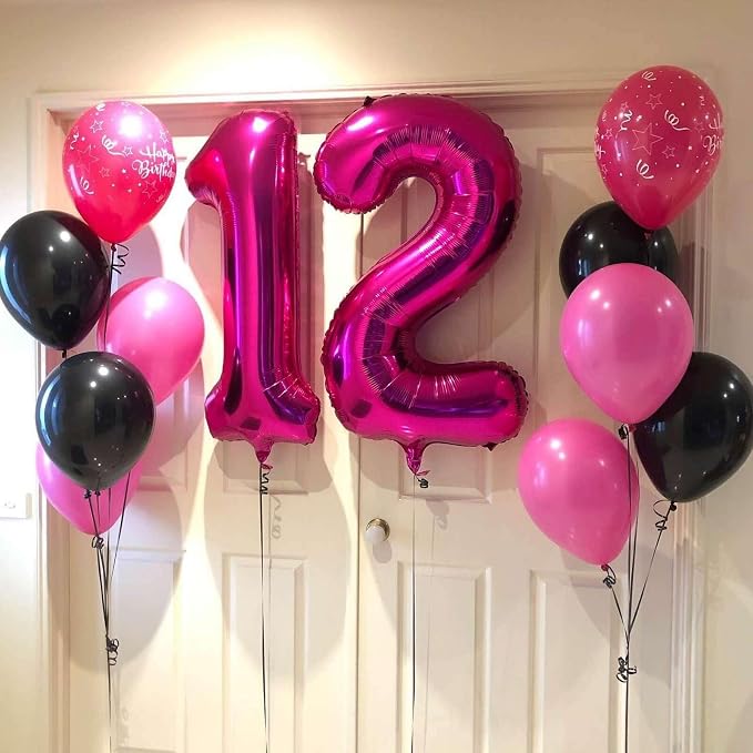 Hot Pink 10 Number Balloons, 40 Inch Giant Number 10 Balloons Foil Mylar Helium - Image 4