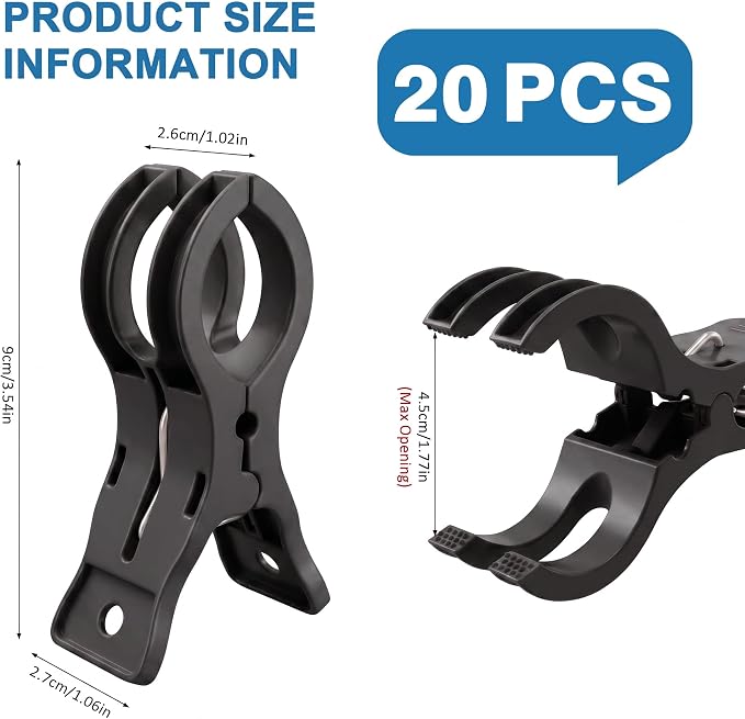 Putros 20 Pack Balloon Arch Clips 3.5 Inch Black Spring Clamps - Image 2