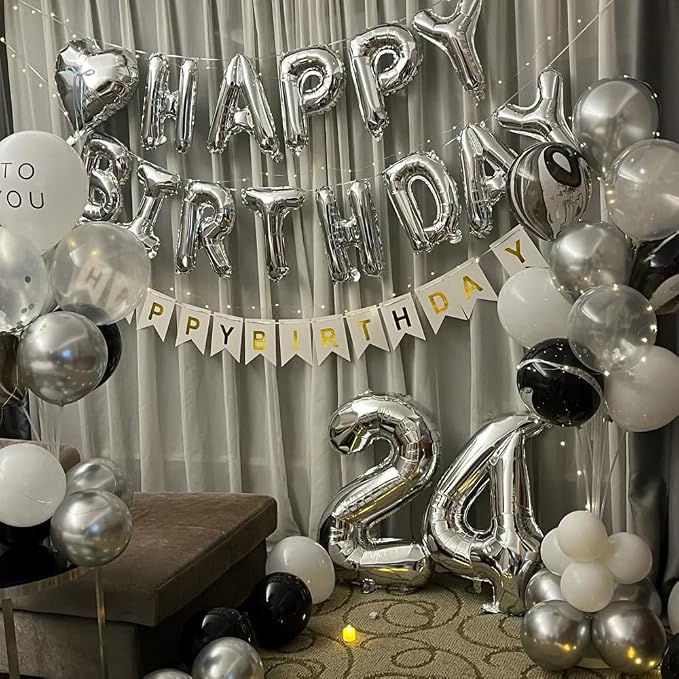 40 inch Silver Number Balloon Giant Foil Helium Balloons Silver Number 4 Balloon - Image 3