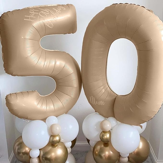 Nude Balloon Number 4, 40 Inch Large Self Inflating Brown Foil Number Balloons - Image 5