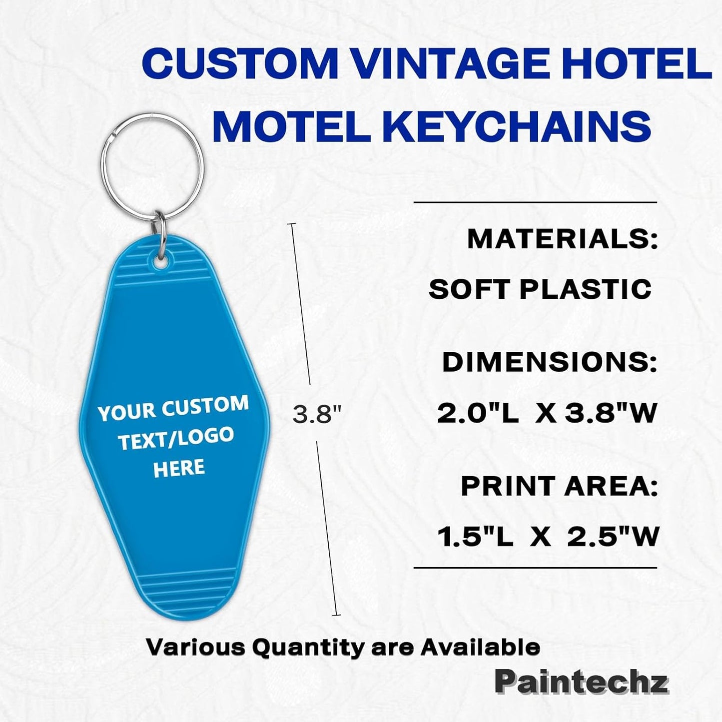 Custom Vintage Hotel Motel Keychains 1000 Pack, Personalized Logo, Text Bulk - Perfect for Tradeshows, Campaign Gifts - Customizable Key Tags