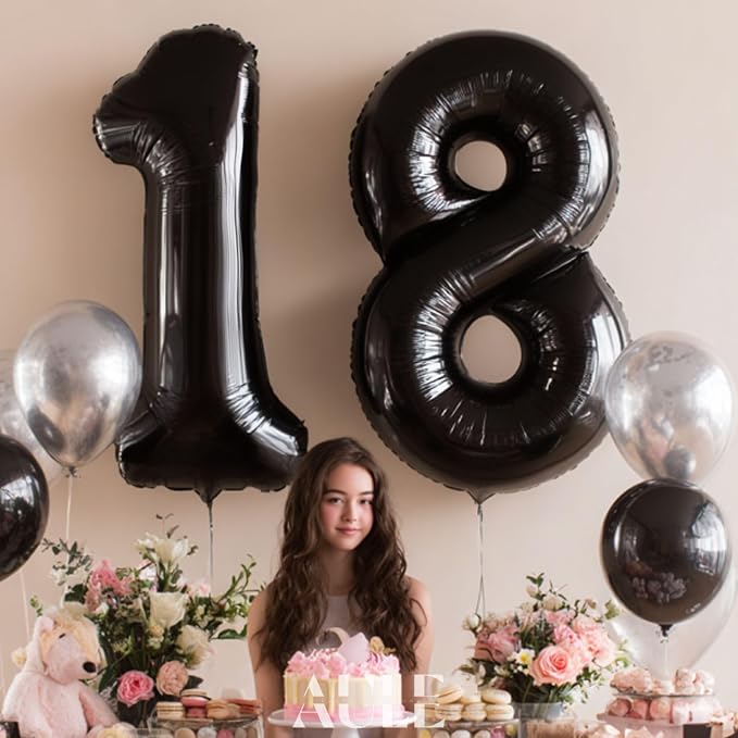 AULE 40 Inch Black Number Balloon 8 Foil 0-9 Birthday Big Numbers | Birthday - Image 4
