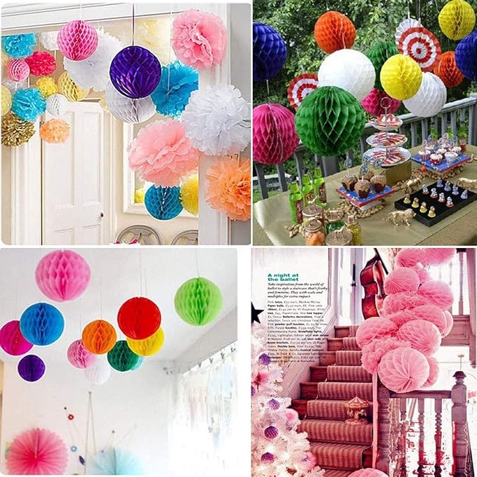 20pcs Honeycomb Flower Balls Party Honeycomb Balls Decoration Paper Flower - Image 4
