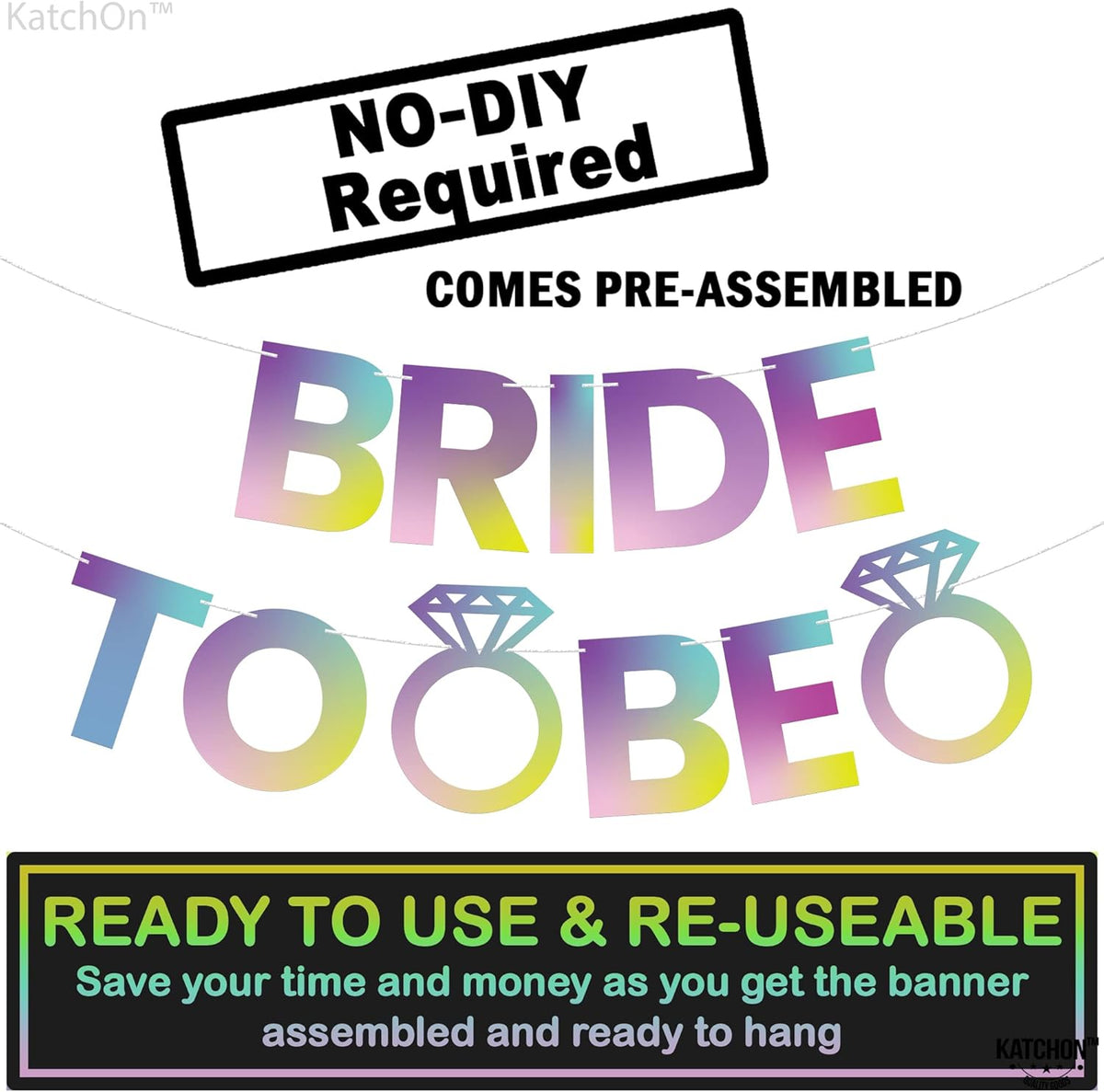 KatchOn, Iridescent Bride To Be Banner Purple - 10 Feet, No DIY | Bride To Be Rainbow Banner, Bachelorette Party Decorations | Bachelorette Sign, bride Bachelorette Decorations | Bridal Party Decoration