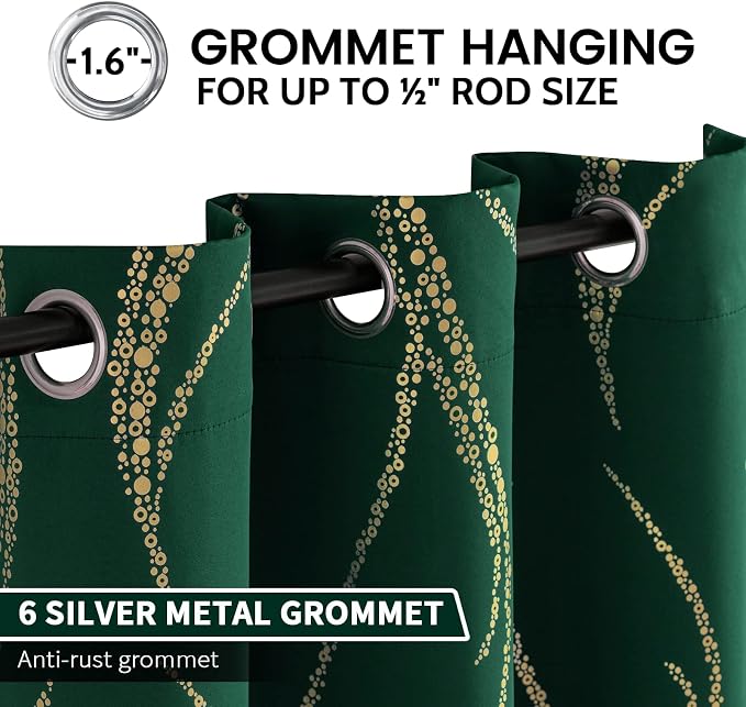 Yakamok Emerald Green Blackout Curtains - Image 3
