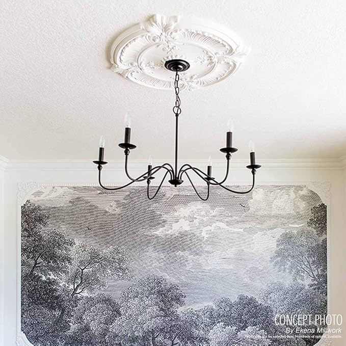 Ekena Millwork CM12BRUWC Bradford Hand-Painted Ceiling Medallion, Ultra Pure - Image 6