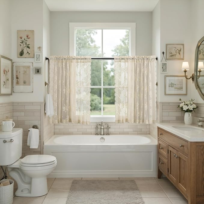 Kotile Short Beige Lace Curtains - Image 4