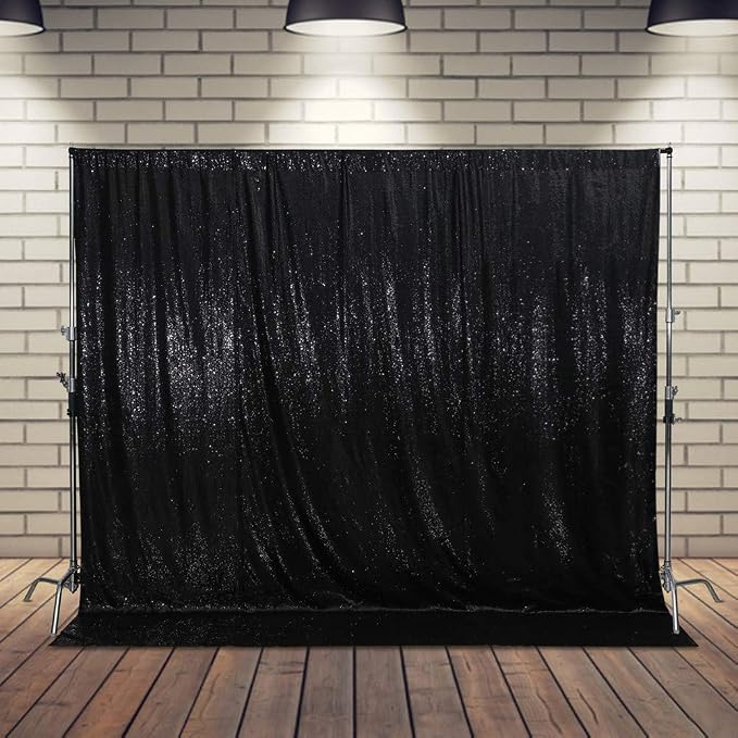 SquarePie 8x10ft Black Sequin Backdrop, High Density Non-Transparent Glitter - Image 9