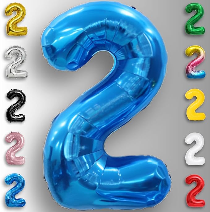 Blue Number Balloon 2 Mylar Foil Balloons 16 inch - Image 6