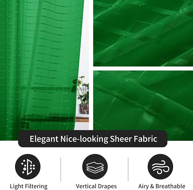 SpaceDresser Check Sheer Curtains 90 Inches Long - Image 4