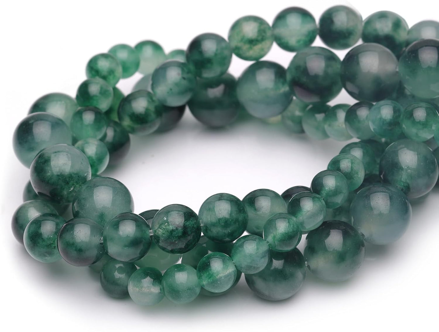 10mm Natural Stone Beads for Jewelry Making,Flower Jade Polished Smooth Round Gemstone Beads for Bracelet Necklace 15 Inch
