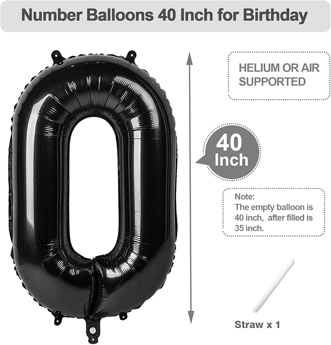 Numbers 19 Balloon 40Inch Black Balloons - Image 5