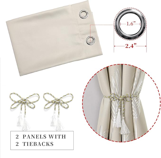 Cream Beige Blackout Curtains - Image 4