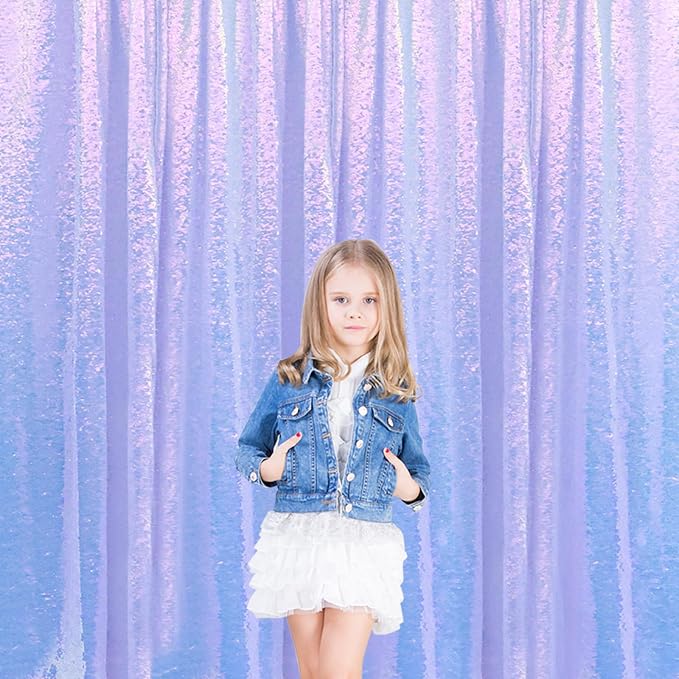 Sugargirl Mermaid Lavender Sequin Backdrop Curtain 6 Panels 2FTx8FT Glitter - Image 8