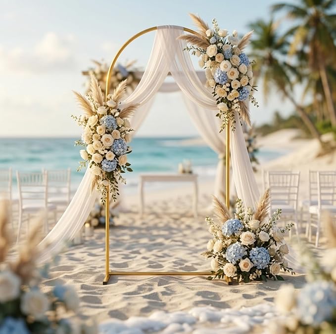 6FT Gold Metal Arch Backdrop Stand, Square Balloon Arch Stand Wedding Frame - Image 7