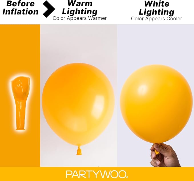 PartyWoo Yellow Mustard Yellow Balloons 155pcs Different Sizes | 18 12 10 5 - Image 3